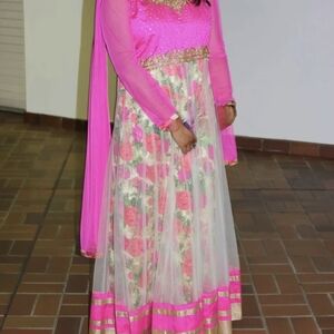 Elegant Pink Floral Women's Dress